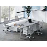 Schreibtisch Bench-Tisch für 4 Personen - L. 140 cm - Weiß - DOWNTOWN von Workēa