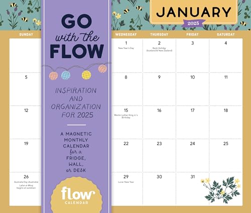 Go with the Flow: Inspiration and Organization for 2025: A Magnetic Monthly Calendar for a Fridge, Wall, or Desk von Workman Publishing