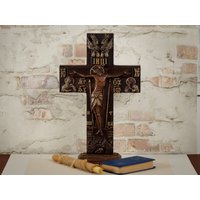 Wandtisch Kreuz #5 Kruzifix Holz Geschnitzt Religiöses Geschenk Für Den Priester Christian Сross Religion Jesus Christus von WorkshopArchangelArt