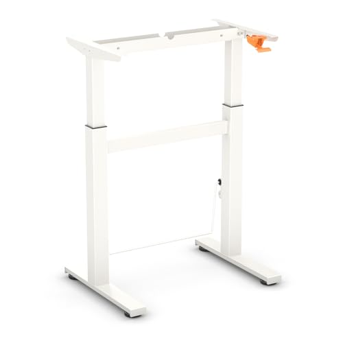 Worktrainer - BouncyDesk Kleiner Höhenverstellbarer Schreibtisch Gestell – Stufenlos höhenverstellbares Gasfeder-Schreibtischgestell - Höhe 69-106 cm - Breite 65 cm - Weiß - Mit Fußschaukel von Worktrainer