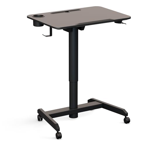 Worktrainer - FlipDesk Schreibtisch - Druckfeder Bedienung - Höhe 68.6-107.2 cm - Breite 50 x 70 cm - Mobile Höhenverstellbarer Arbeitstisch - Schwarz von Worktrainer