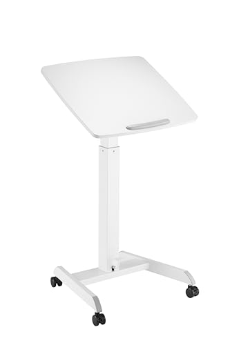 Worktrainer - Mobispot Weiß - Höhe 76-113 cm - Breite 60 cm - Kleiner Gasfeder Bedienung - Höhenverstellbarer Schreibtisch auf Rollen - Stehpult mit Gasfederbedienung von Worktrainer