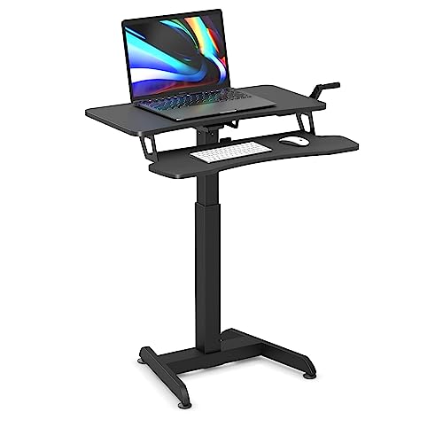 Worktrainer Updesk High - Kleiner Sitz-STEH-Schreibtisch mit Handkurbel (Schwarz) von Worktrainer