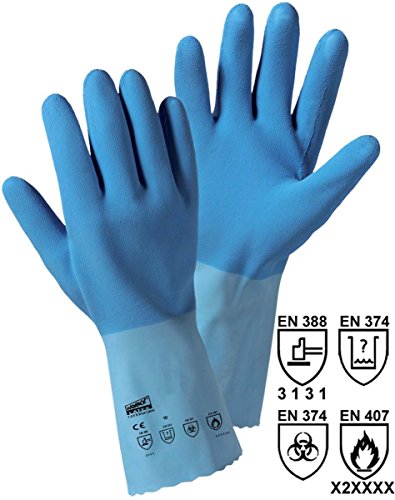 L+D blauw latex 1489-XL Naturlatex Arbeitshandschuh Groeße (Handschuhe): 10, XL EN 388:2016, EN 374 von Worky