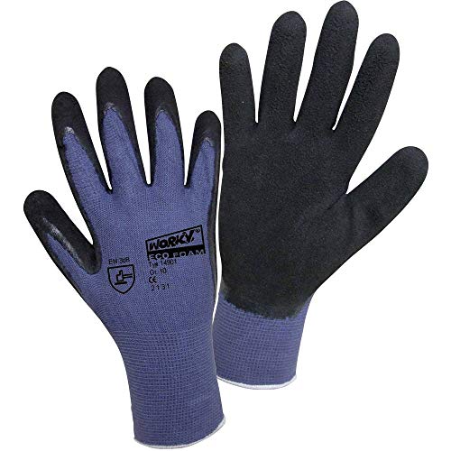 Worky 14901 Handschuh feinmaschiges ECO LATEX FOAM 100% Bambus-Viskose Größe 8, Blau/Schwarz von Worky