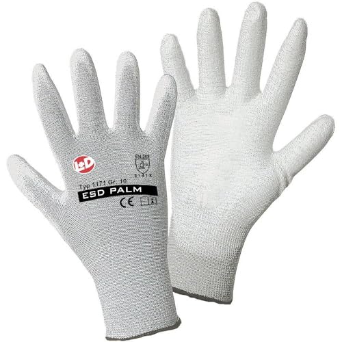 Worky L+D ESD Nylon/Carbon-PU 1171-10 Nylon Arbeitshandschuh Groeße (Handschuhe): 10, XL EN 388:201 von Worky