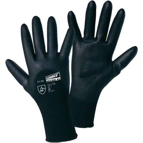 Worky L+D MICRO black 1152-7 Nylon Arbeitshandschuh Groeße (Handschuhe): 7, S EN 388 CAT II 1 Paar von Worky