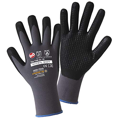 Worky L+D NITRIL DOT 1166-7 Polyamid Arbeitshandschuh Groeße (Handschuhe): 7, S EN 388 CAT II 1 Paar Schwarz von Worky