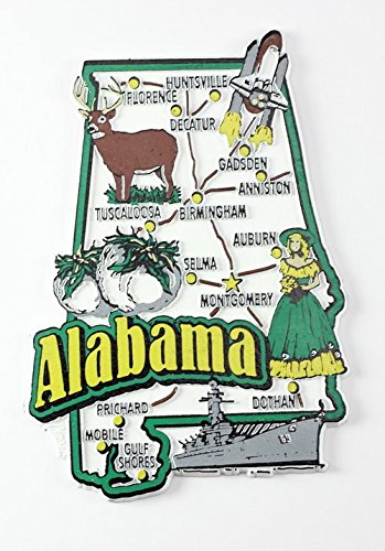 Alabama State Map and Landmarks Collage Fridge Collectible Souvenir Magnet FMC von World By Shotglass