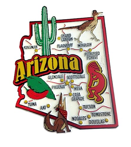 Arizona State Map and Landmarks Collage Fridge Collectible Souvenir Magnet FMC von World By Shotglass