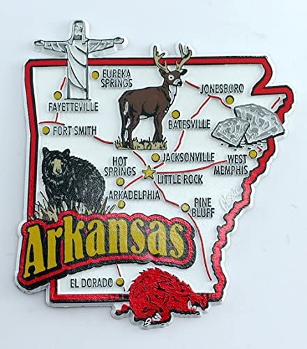 Arkansas State Map and Landmarks Collage Magnet FMC von World By Shotglass