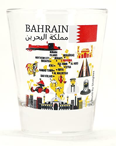 Bahrain Schnapsglas mit Sehenswürdigkeiten und Ikonen von World By Shotglass
