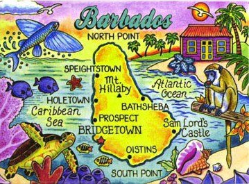 Barbados Karte der Karibik Collector'Souvenir s Fridge Magnet 6.35 cm X 8.89 cm von World By Shotglass