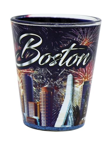 Boston Massachusetts Fireworks Ouside Blue Sky Inside Schnapsglas von World By Shotglass