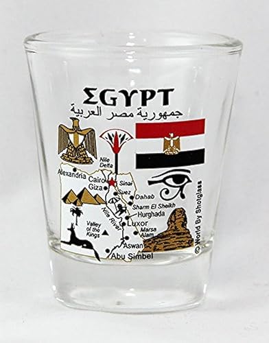 Egypt Landmarks and Icons Collage Shot Glass by World By Shotglass von World By Shotglass