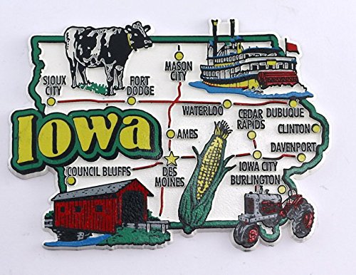 Iowa Kühlschrankmagnet mit Landmarken-Collage, Souvenir, Sammlerstück, FMC von World By Shotglass