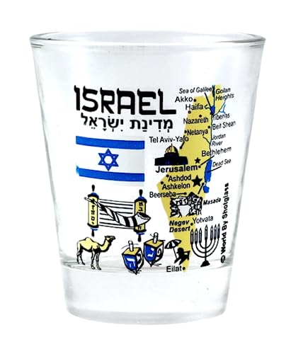 Israel Landmarks and Icons Collage Shot Glass by World by Shotglass von World By Shotglass