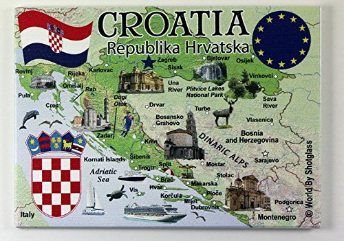 Kühlschrankmagnet Kroatien EU Serie, Souvenir, 6,3 x 8,9 cm von World By Shotglass