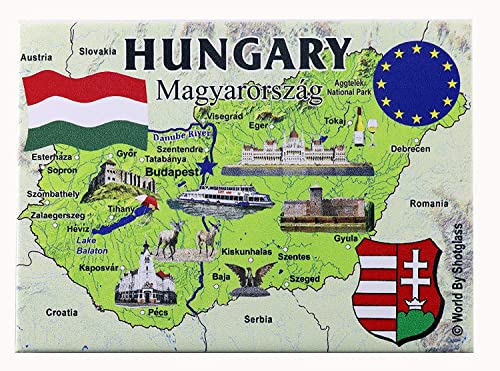Kühlschrankmagnet, Ungarn, EU Serie, Souvenir, 6,3 x 8,9 cm von World By Shotglass