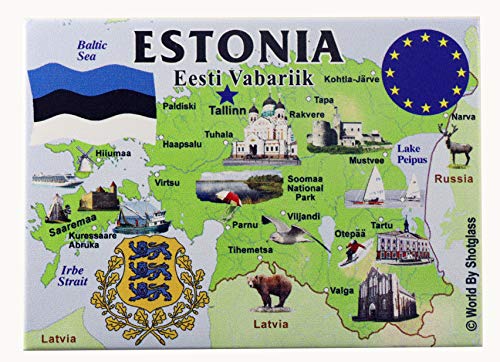 Kühlschrankmagnet Estonia EU Serie Souvenir 6,3 x 8,9 cm von World By Shotglass