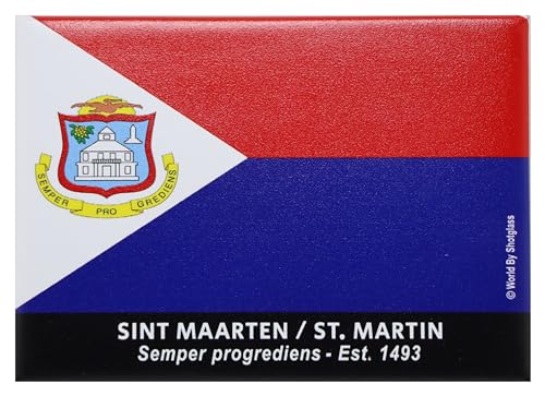 Kühlschrankmagnet St. Martin/St. Maarten-Flagge Sammlerstück, Souvenir, Magnet 6,3 cm von World By Shotglass