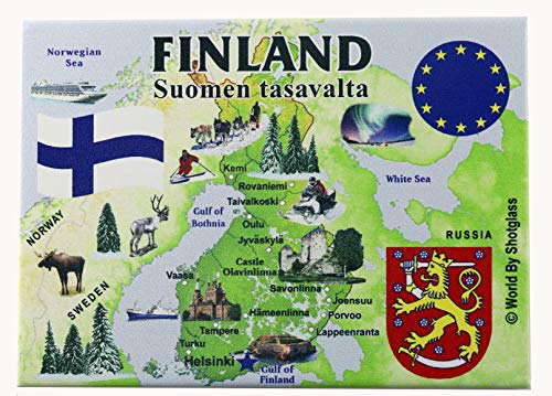 Kühlschrankmagnet aus der Finnland-EU-Serie, Souvenir, 6,3 x 8,9 cm von World By Shotglass