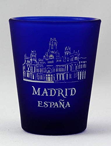 Madrid Spain Cobalt Blue Frosted Shot Glass by World by Shotglass von World By Shotglass