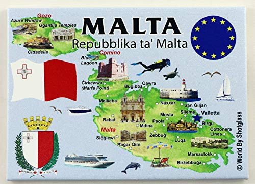 Malta EU Serie Souvenir Kühlschrankmagnet 6,3 x 8,9 cm von World By Shotglass