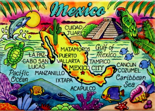 Mexiko-Karte Karibik Kühlschrank Sammler Souvenir Magnet 6,3 x 8,9 cm von World By Shotglass