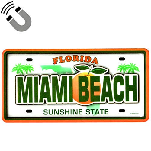 Miami Beach Florida Nummernschild-Magnet, doppellagig, MDF, 5,1 x 11,4 cm von World By Shotglass