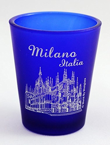Milan Italy Cobalt Blue Frosted Shot Glass by World By Shotglass von World By Shotglass