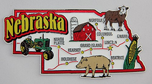 Nebraska State Karte und Sehenswürdigkeiten Collage Magnet FMC von World By Shotglass