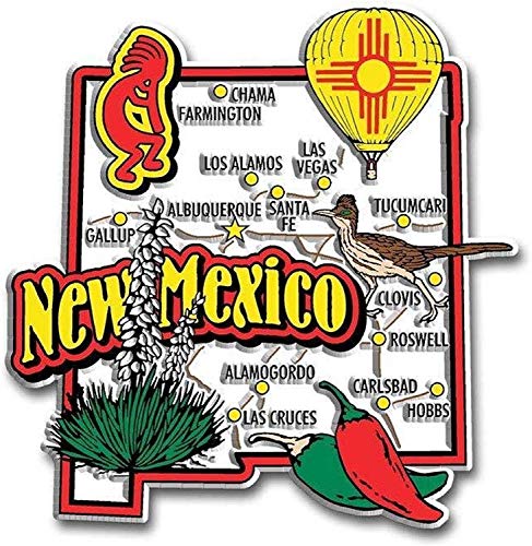 New Mexiko State Map and Landmarks Collage Kühlschrank Souvenir Sammlermagnet FMC von World By Shotglass