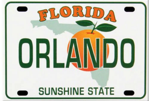 Orlando-Florida-Kühlschrank-Magnet, Nummernschild-Form, Souvenir, 6,3 x 8,9 cm von World By Shotglass