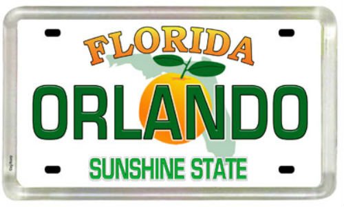 Orlando Florida Nummernschild aus Acryl, kleiner Kühlschrankmagnet, Souvenir, 5,1 x 3,2 cm von World By Shotglass