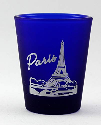 Paris France Cobalt Blue Frosted Shot Glass by World By Shotglass von World By Shotglass