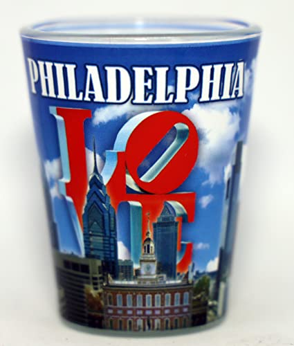 Philadelphia Pennsylvania Day Skyline Love Schnapsglas von World By Shotglass