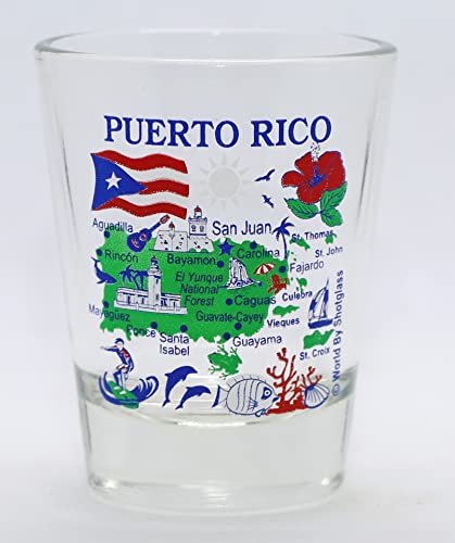 Puerto Rico Map Shot Glass by World By Shotglass von World By Shotglass