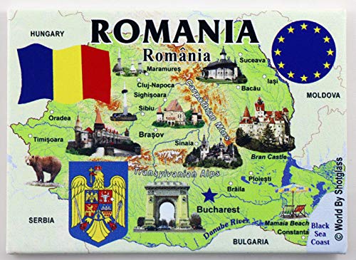 Rumänien EU Serie Souvenir Kühlschrankmagnet 6,3 x 8,9 cm von World By Shotglass