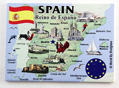 Spanien EU Serie Souvenir Kühlschrank Magnet 6,3 x 8,9 cm von World By Shotglass