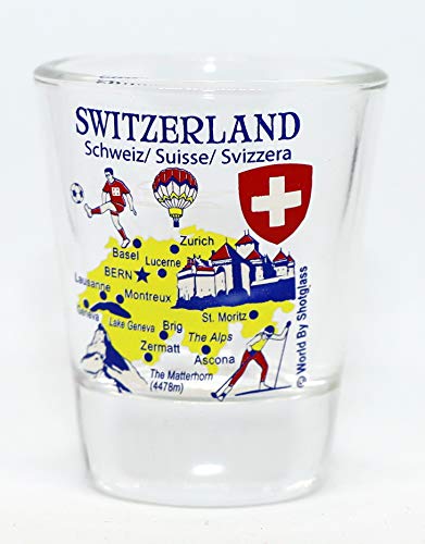 Switzerland Landmarks and Icons Collage Shot Glass by World By Shotglass von World By Shotglass