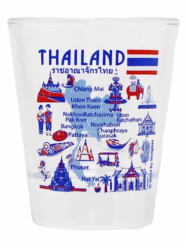 Thaïlande monuments et icônes Collage Verre à Shot von World By Shotglass
