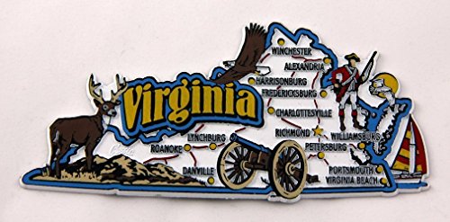 Virginia State Karte und Sehenswürdigkeiten Collage Magnet FMC von World By Shotglass