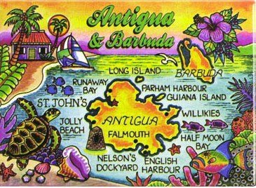 World By Shotglass Antigua und Barbuda Map Caribbean Fridge Collector's Souvenir Magnet 2.5" x 3.5" von World By Shotglass
