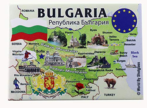 World By Shotglass Bulgarien EU Serie Kühlschrankmagnet 6,3 x 8,9 cm von World By Shotglass