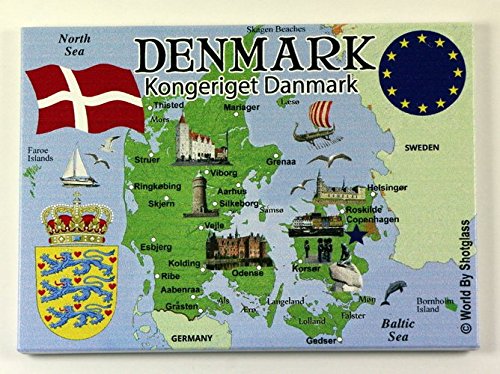 World By Shotglass Dänemark EU Serie Souvenir Kühlschrankmagnet 6,3 x 8,9 cm von World By Shotglass