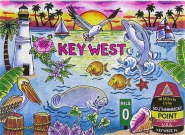World By Shotglass Key West Florida Map & Icons Kühlschrankmagnet Sammler-Souvenir-Magnet, 6,3 x 8,9 cm von World By Shotglass