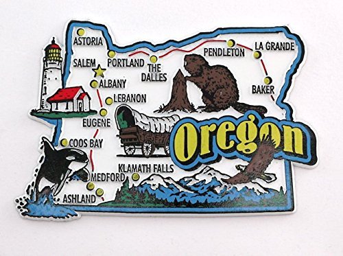 World By Shotglass Oregon State Map and Landmarks Collage Fridge Collectible Souvenir Magnet FMC von World By Shotglass