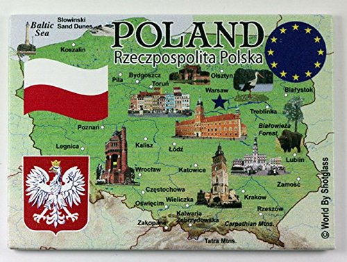 World By Shotglass Polen EU Serie Souvenir Kühlschrankmagnet 6,3 x 8,9 cm von World By Shotglass