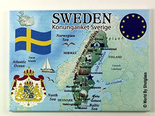 World By Shotglass Schweden EU Serie Souvenir Kühlschrankmagnet 6,3 x 8,9 cm von World By Shotglass